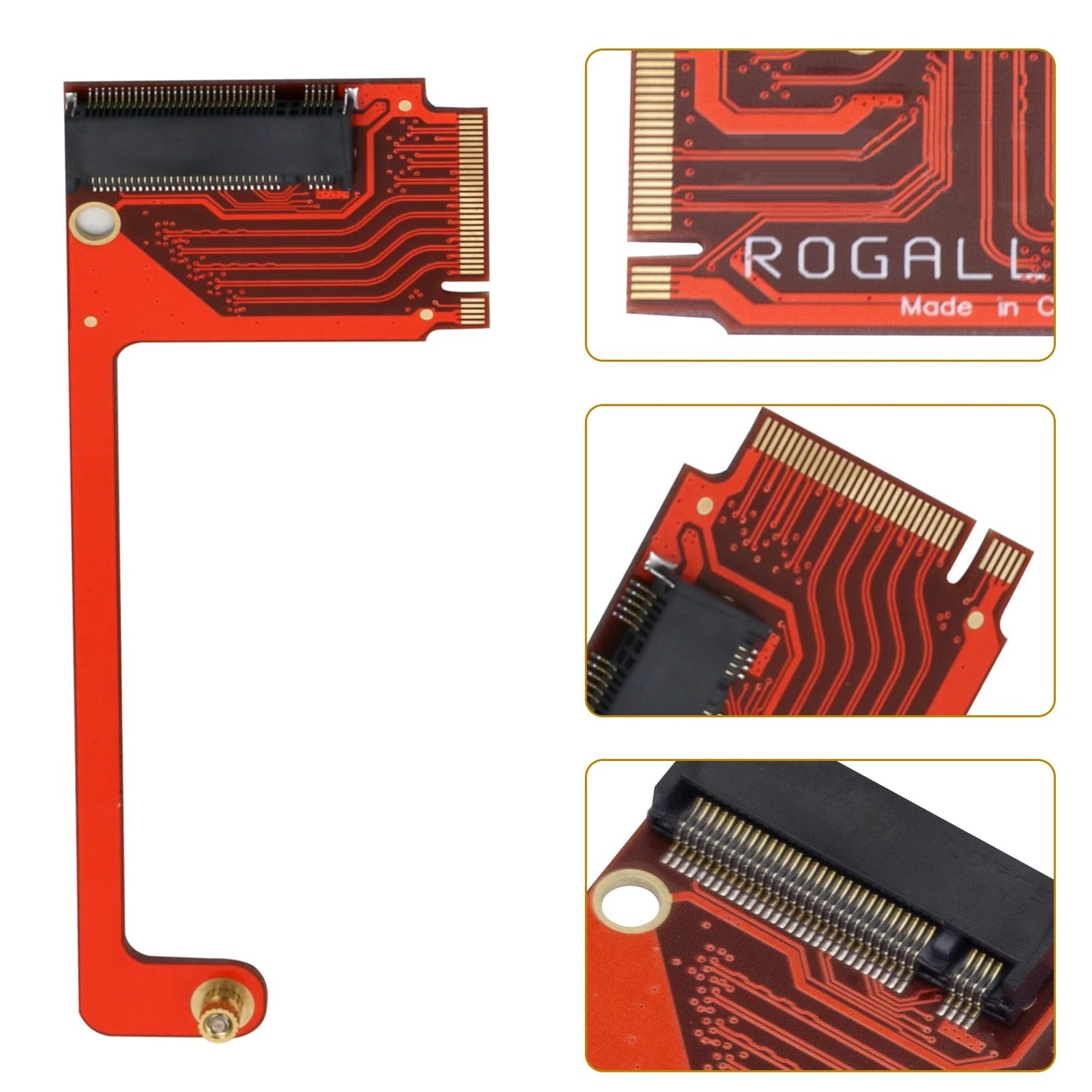 Suckoo for Rog Ally Handheld Conversion 2230 to 2280 SSD Hard Drive Expansion Board NVME M-Key NGFF M.2 PCIE 4.0 3.0 Gold Finger High Capacity Adapter 90 Degree Upgrade Converter Expansion Card Red