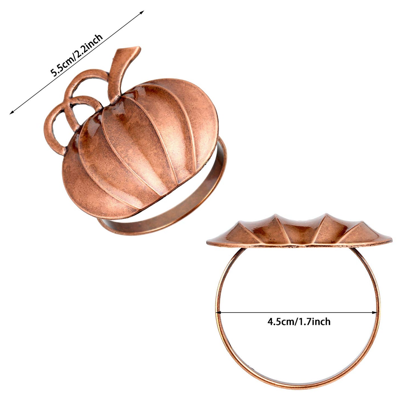 Patelai 6 Pieces Thanksgiving Pumpkin Napkin Rings Fall Napkin Holders Thanksgiving Dinner Tables Rings for Halloween Weddings Dinner Party Family Gatherings (Bronze)