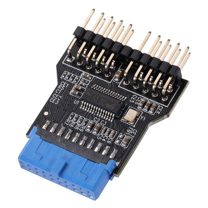 MZHOU USB 3.0 9-PIN auf USB 2.0 9-PIN Frontpanel-Buchsen-Adapterkarte, USB 3.0 Motherboard 19-PIN auf Dual 9-PIN Schnittstellen-Erweiterungskarte