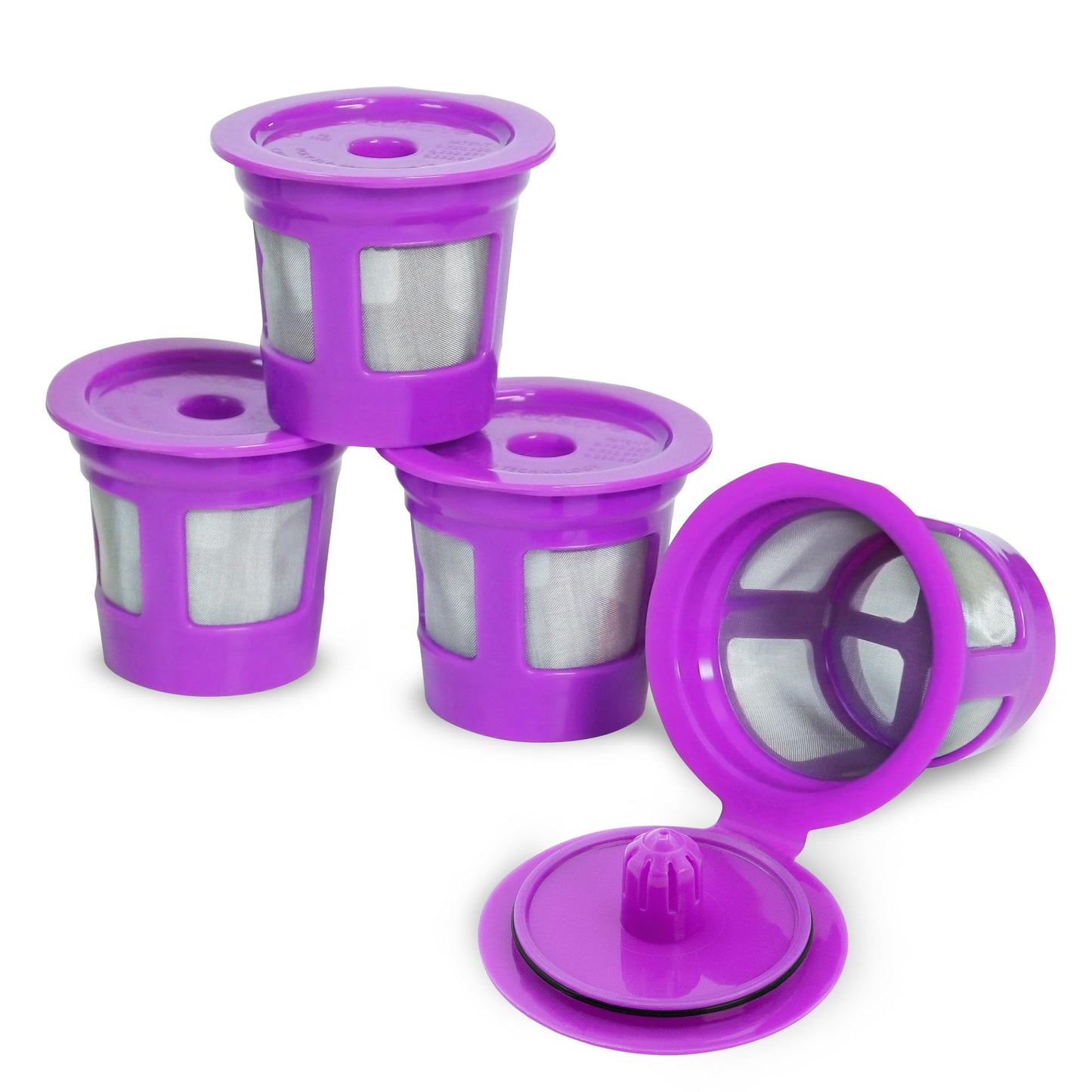 Perfect Pod 1-Stream Cafe Save Reusable K Cup Pod Coffee Filters - Refillable Coffee Pod Capsules with Built-In, Integrated Mesh Strainer for use with Keurig & Select Single Cup Coffee Makers, 4-Pack