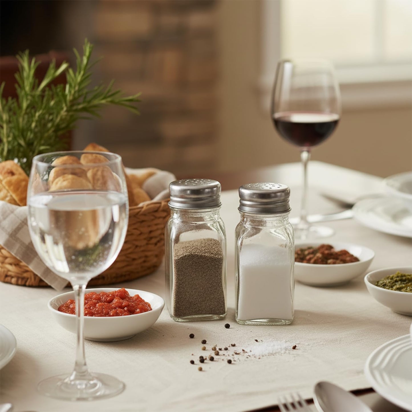 Salz- und Pfefferstreuer-Set aus Klarglas, Küchenhelfer, Kochtisch