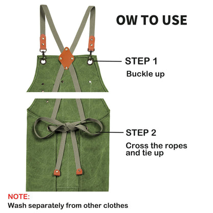 ZOMAO Kochschürze, Baumwoll-Canvas-Schürze mit gekreuztem Rückenteil und Taschen für Damen und Herren, verstellbare Träger und große Taschen, Küchenschürze zum Kochen und Backen 