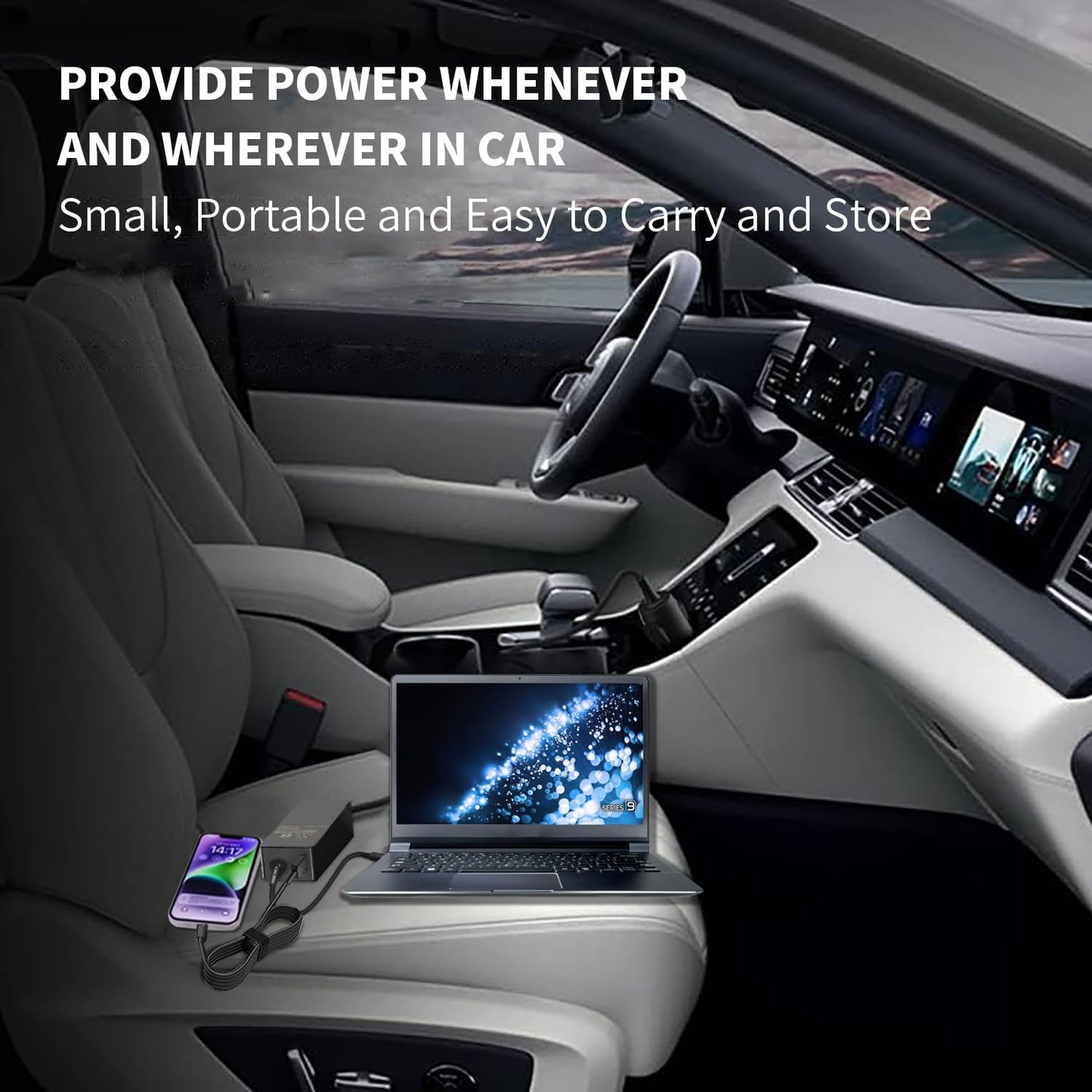 100W USB C Laptop Car Charger for Dell Latitude/Dell XPS, Lenovo Thinkpad/Yoga/IdeaPad, MacBook Pro/Air, HP Spectre/Elitebook, LG Gram, Samsung Acer Asus Chromebook Charger