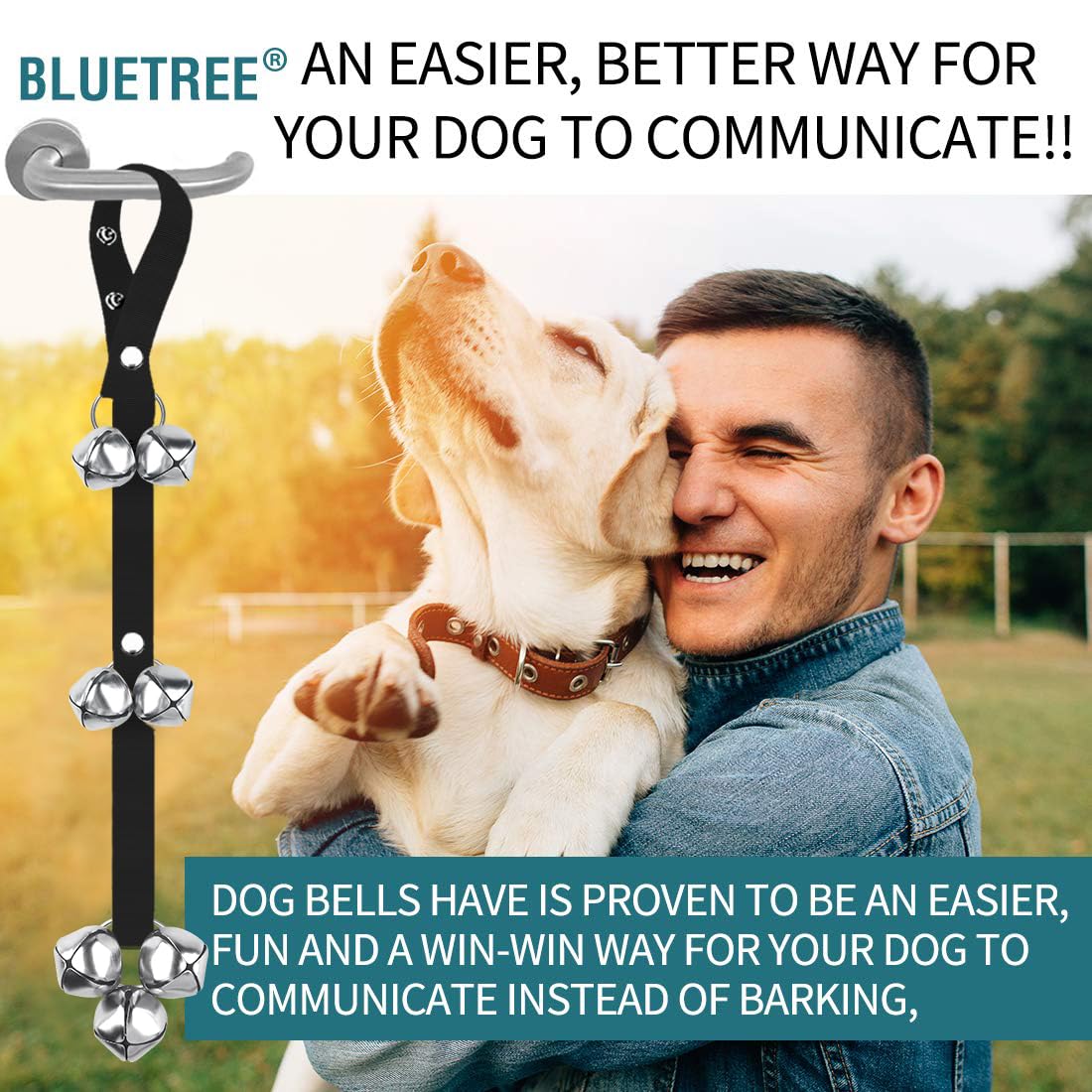 BLUETREE Dog Doorbells Premium Quality Training Potty Great Dog Bells Adjustable Door Bell Dog Bells for Potty Training Your Puppy The Easy Way - 7 Extra Large Loud 1.4 DoorBells