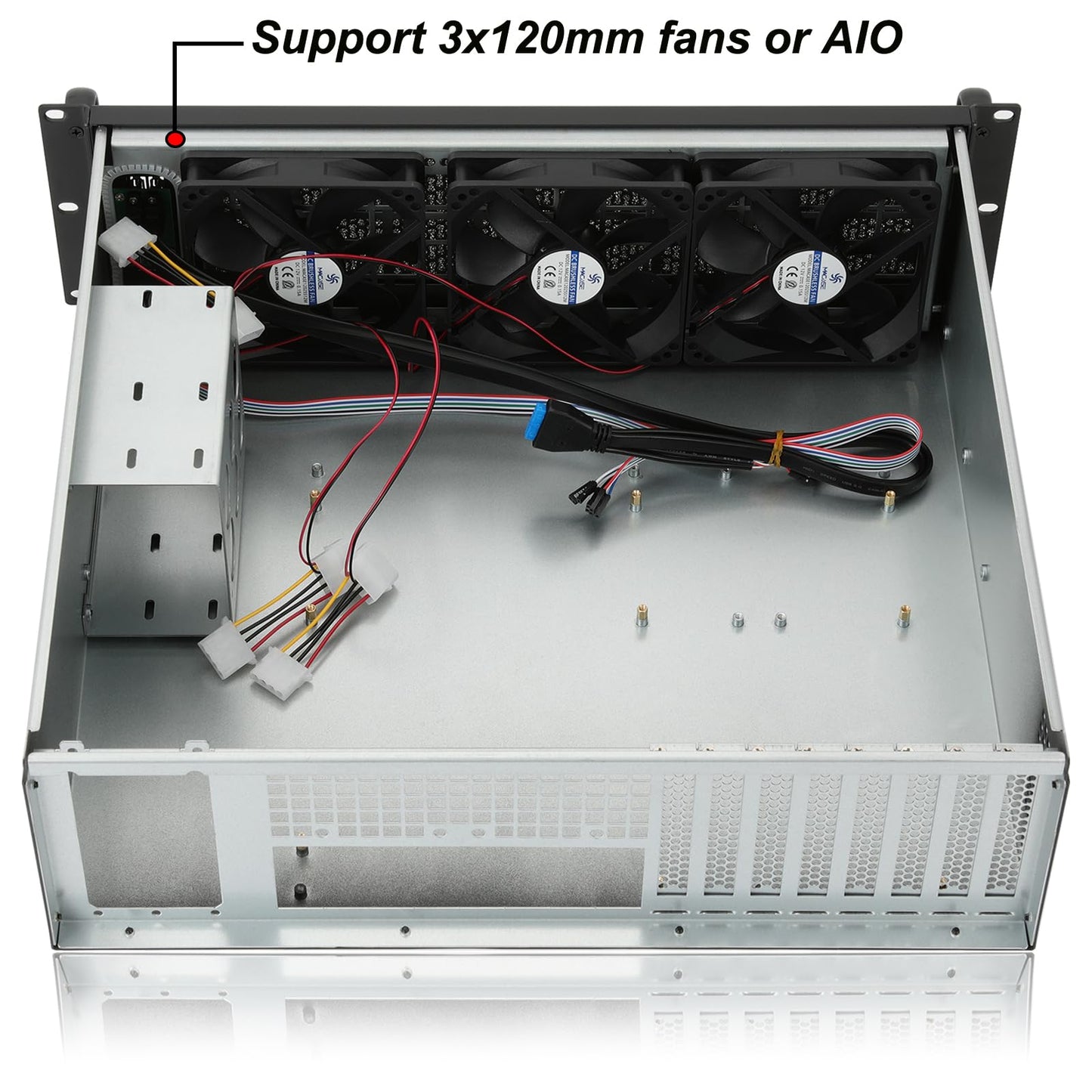 RackChoice 3U rackmount Server Chassis Support Liquid Cooling Compatibility up to Elevated 360mm Radiator Support SFX PSU/ATX/MicroATX/Mini-ITX MB