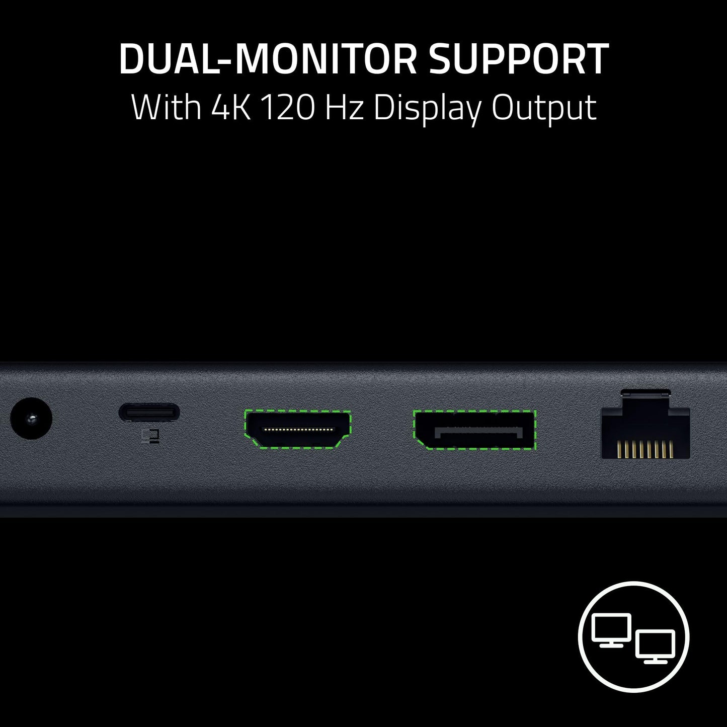 Razer USB 4 Dock: 14 Ports (Type C, Type A, HDMI, DP, Ethernet, SD, 3.5mm) - Dual Monitor Up to 4K 120 Hz - Laptop & Phone Fast Charge - Durable Lightweight Casing - Windows & Mac Compatible - Black