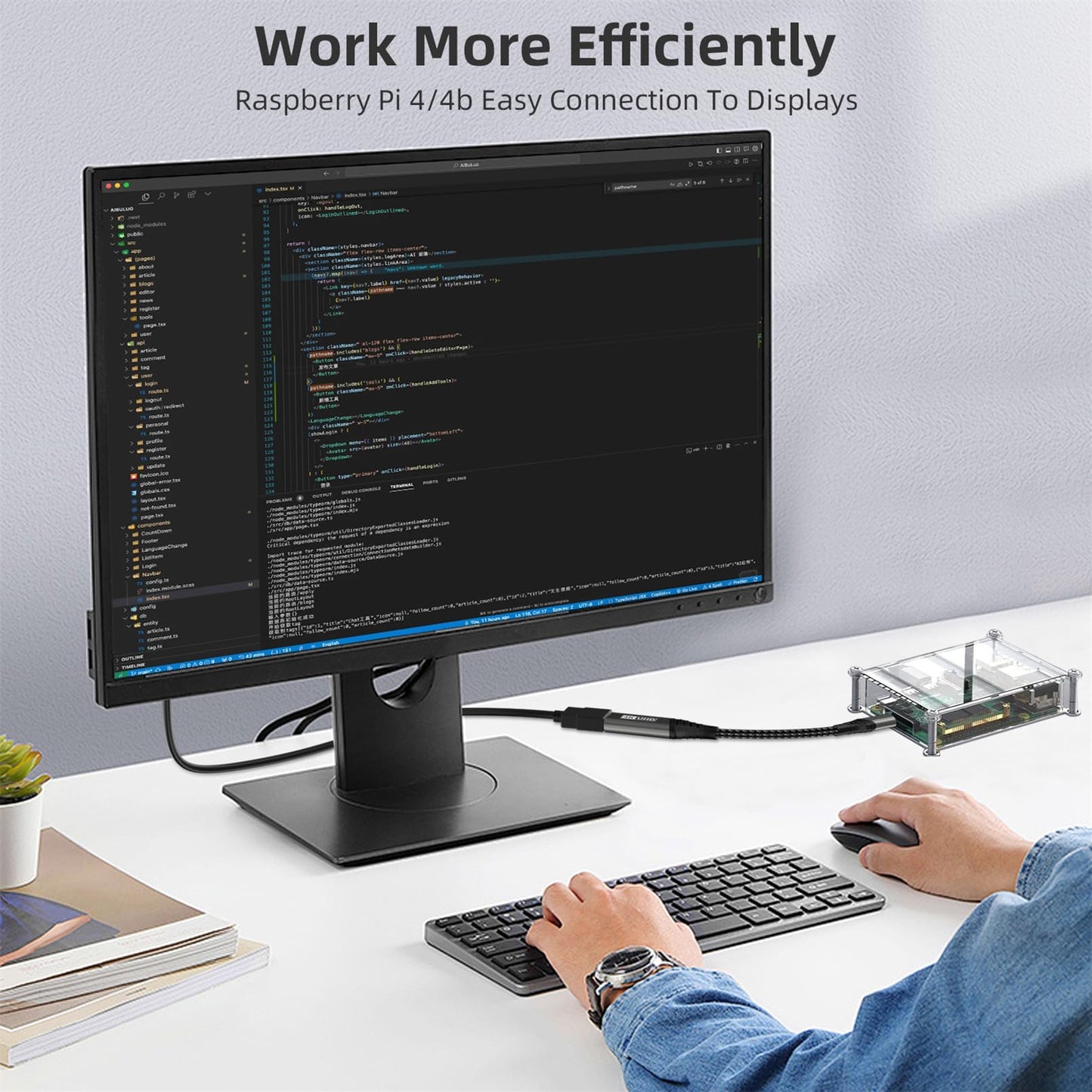 Micro HDMI to HDMI Adapter,4K@60Hz 3D 1080P Type D to A adapter cable supports Ethernet,3D,HDR and ARC,Micro HDMI to HDMI compatible with Raspberry Pi 5/4,Hero,cameras A6300 A6400,Yoga,ODROID etc