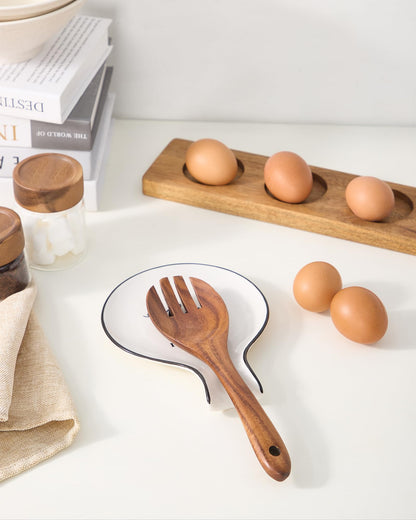 Löffelablage aus Keramik, Kochlöffelhalter für Küchenarbeitsplatte/Herd/Esstisch, modernes Landhausdekor, groß (blau) 