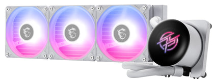 MSI MPG CORELIQUID P13 360 White - AIO ARGB CPU Liquid Cooler - 360mm Radiator - LGA 1851 / AM5 Ready - IPS 2.1" LCD Screen - Triple 120mm ARGB PWM Fans - Uni Bracket - White