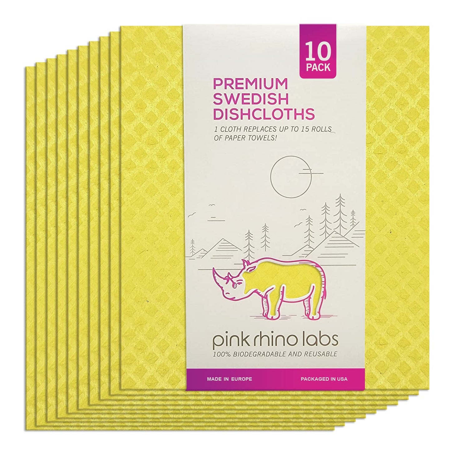 Swedish Dishcloths – Eco-Friendly Reusable Kitchen Towels – 10 Pack Cleaning Cloths for Dishes, Counters & Surfaces – Super Absorbent, Compostable, Zero-Waste Alternative