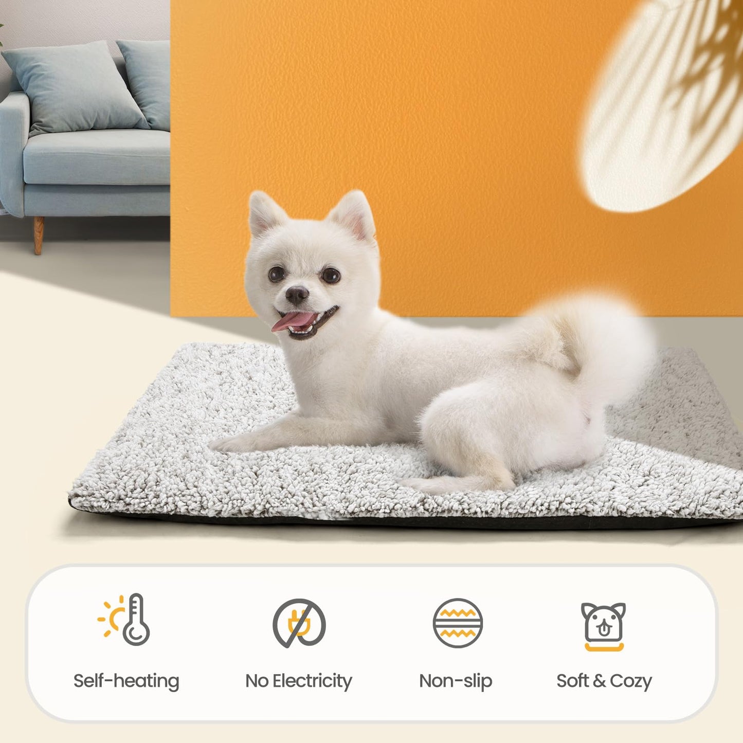 Self Warming Cat Bed Self Heating Cat Dog Mat 24 x 18 inch Extra Warm Thermal Pet Pad for Indoor Outdoor Pets with Removable Cover Non-Slip Bottom Washable Non Electric