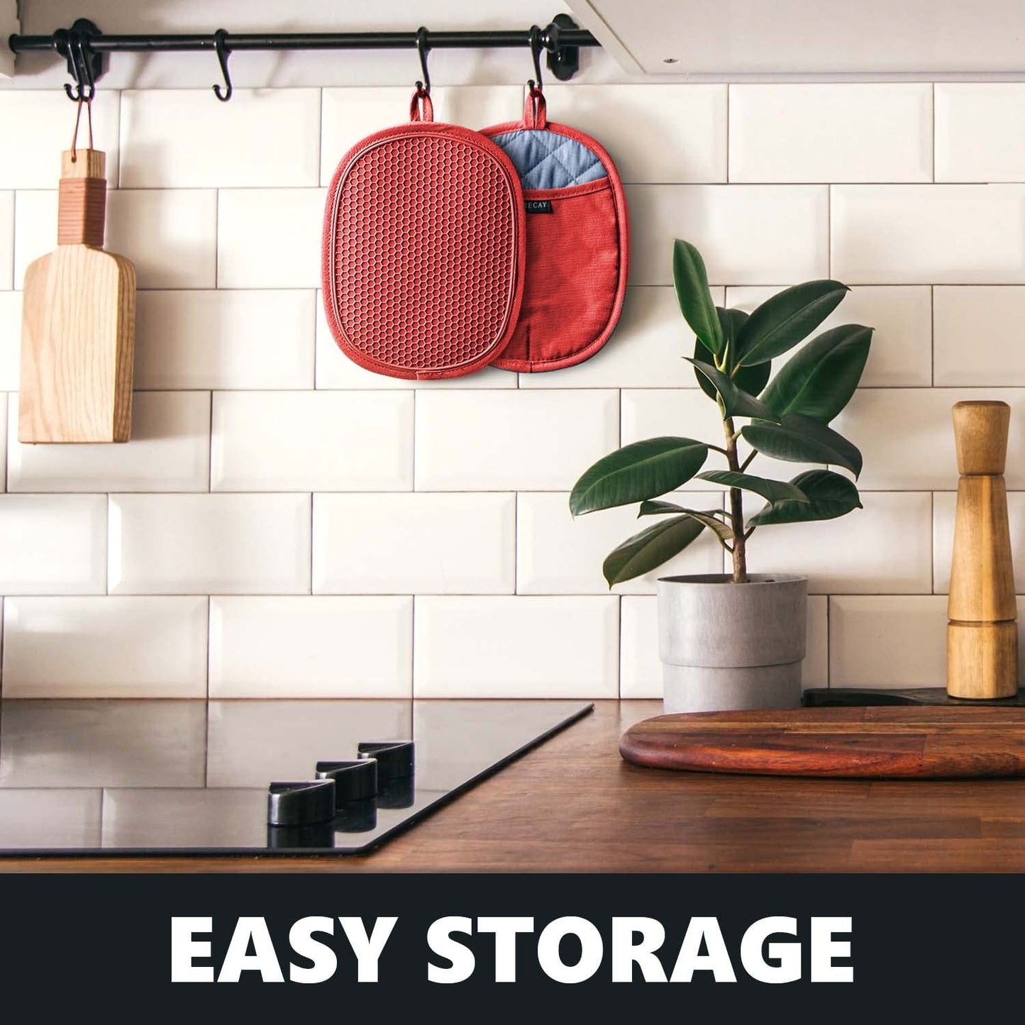 2er-Pack Silikon-Topflappen für die Küche, hitzebeständig bis 260 °C, rutschfeste, große Topflappen mit Tasche, gesteppte Untersetzer für heiße Töpfe und Pfannen auf der Arbeitsplatte (Grau) 