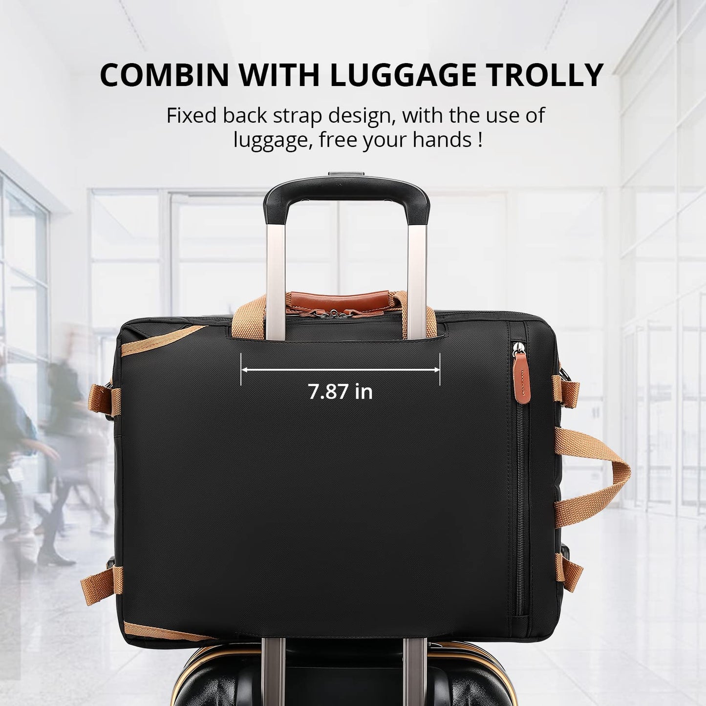 MOLNIA 3 in 1 Laptop Bag for Men, 17.3 Inch Work Bags for Men, Laptop Backpack, Briefcases, Messenger Bag, Computer Bags for Laptops for Men Women, Black