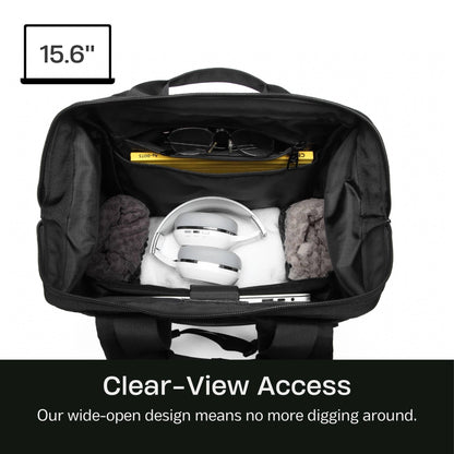 SUNNY BIRD Laptop Backpack, 15.6 Inch Laptop Work Bag, Wide Open Casual Daypack for Women, Men and Adult (Black)