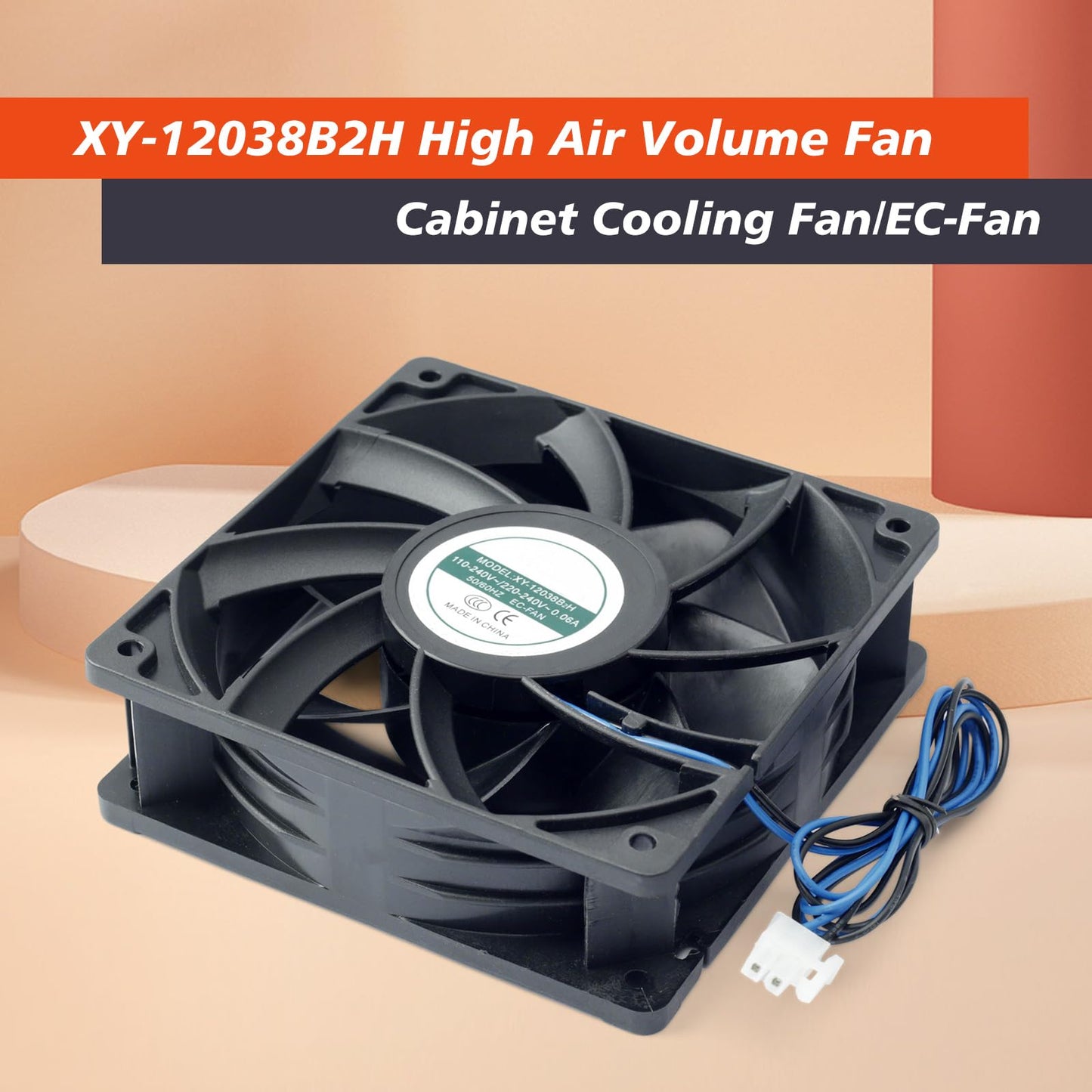 Mhrxusd 2 Pack XY-12038B2H High Air Volume EC-Fan fit for hte12038d Fan 110V-220V 0.06A 50/60HZ 12CM 120×120×38mm for Ice Maker Cabinet Cooling