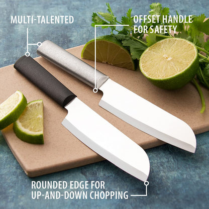 Rada Cutlery Cook’s Utility Knife (R140), 4.75" Stainless Steel Hollow Ground Blade, Made in USA, Silver Handle