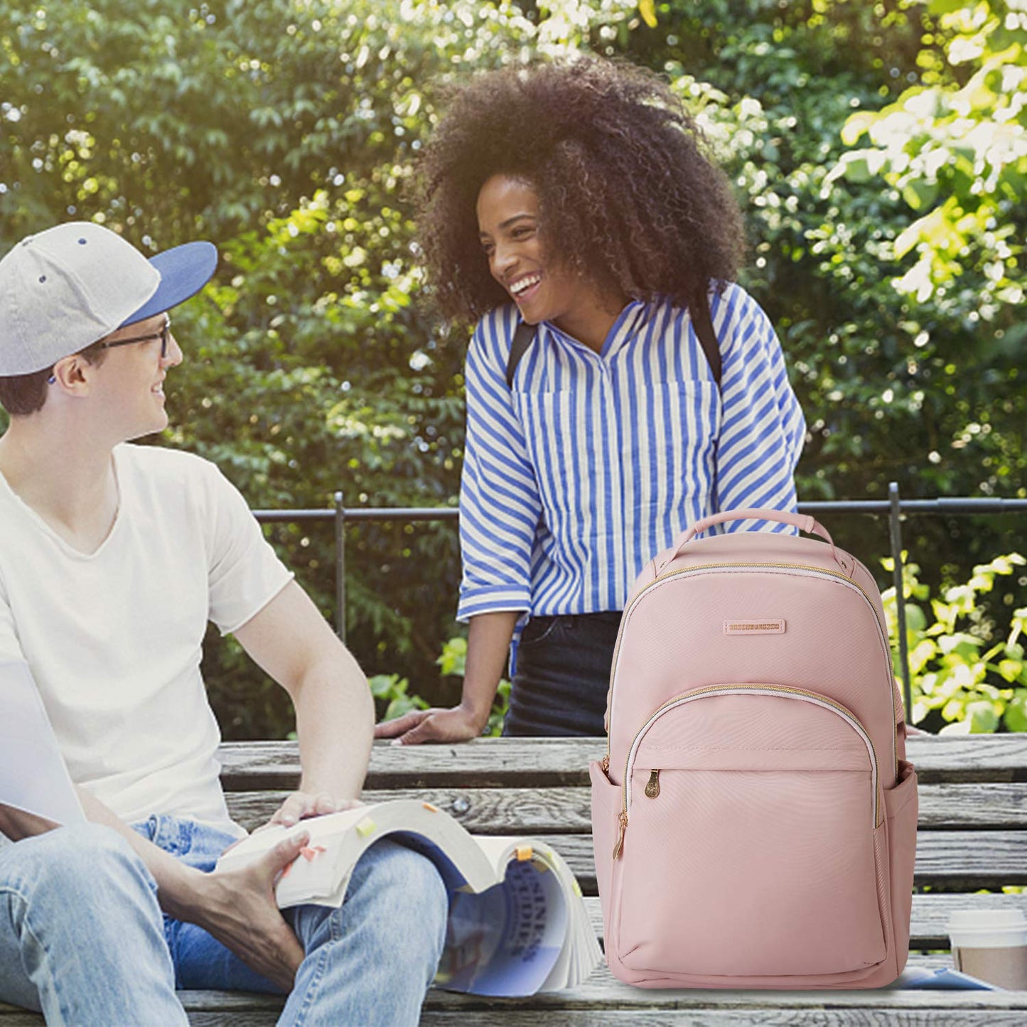 LIGHT FLIGHT Laptop Backpack for Women, Travel BookBag for 17.3 Inch Computer, Backpack for Work Travel College, Large Pink