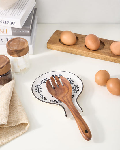 Löffelablage aus Keramik, Kochlöffelhalter für Küchenarbeitsplatte/Herd/Esstisch, modernes Landhausdekor, groß (blau) 