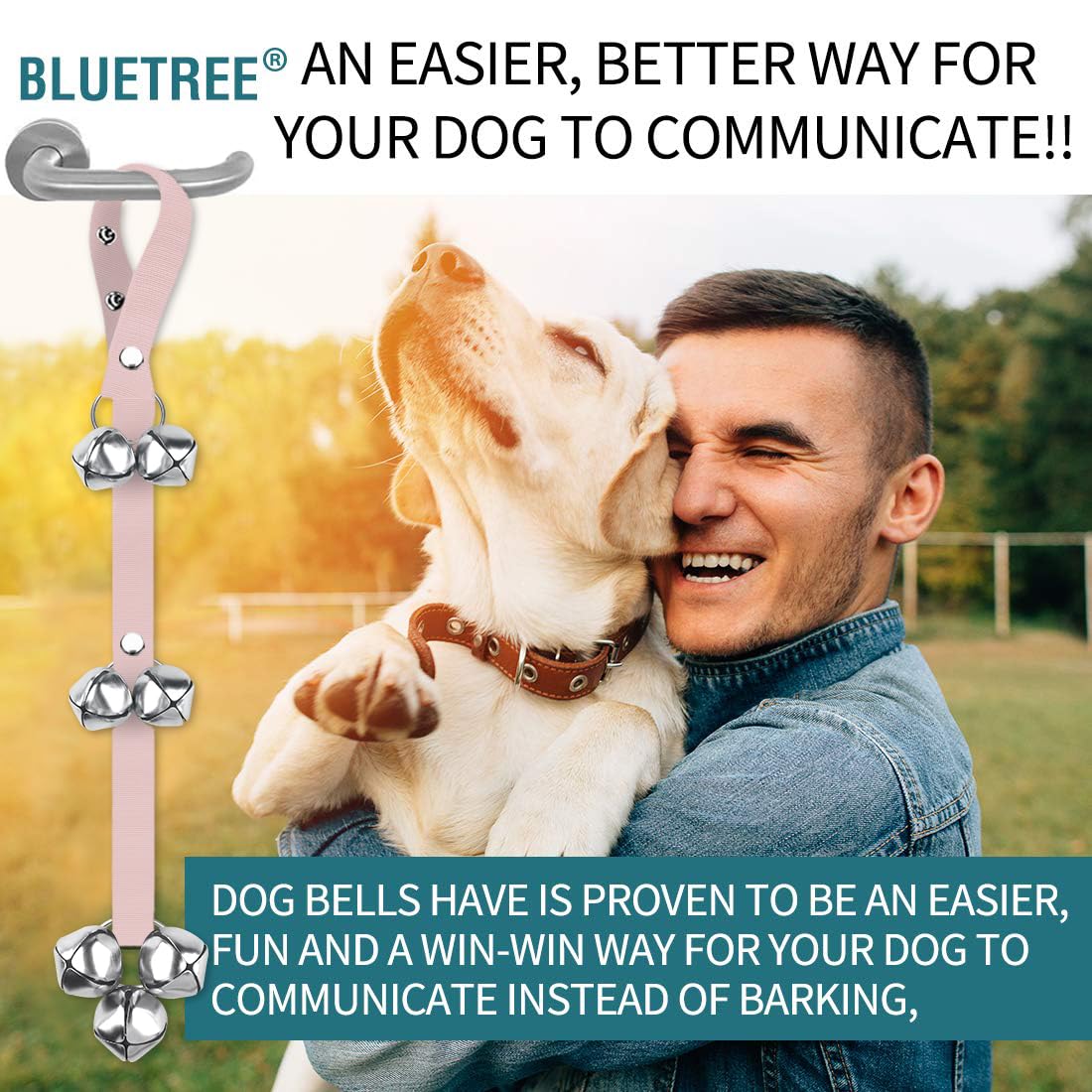 BLUETREE Dog Doorbells Premium Quality Training Potty Great Dog Bells Adjustable Door Bell Dog Bells for Potty Training Your Puppy The Easy Way - 7 Extra Large Loud 1.4 DoorBells
