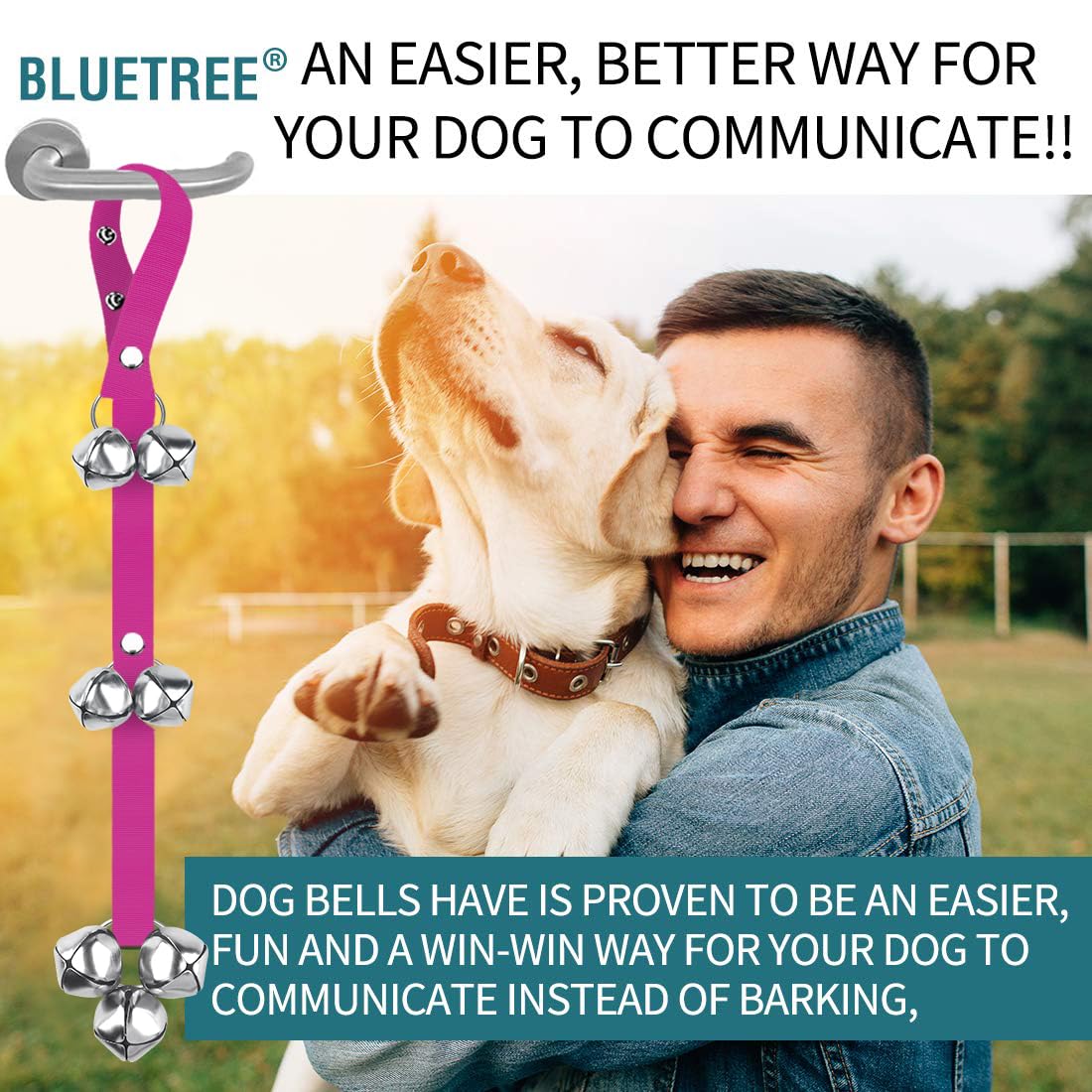 BLUETREE Dog Doorbells Premium Quality Training Potty Great Dog Bells Adjustable Door Bell Dog Bells for Potty Training Your Puppy The Easy Way - 7 Extra Large Loud 1.4 DoorBells
