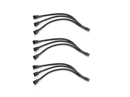 PWM-Lüfter-Splitterkabel, 25 cm, 3er-Pack, Schwarz, 3-fach 4-Pin PC-Lüfter-Verlängerungskabel, CA PWM-Lüfter-Verlängerungskabel, für Computer-ATX-Gehäuse 4-Pin/3-Pin Lüfterkabel