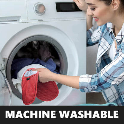 2er-Pack Silikon-Topflappen für die Küche, hitzebeständig bis 260 °C, rutschfeste, große Topflappen mit Tasche, gesteppte Untersetzer für heiße Töpfe und Pfannen auf der Arbeitsplatte (Grau) 