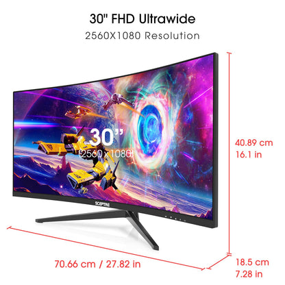 Sceptre 30-Zoll Curved Gaming Monitor 21:9 2560x1080 Ultra Wide/ Slim HDMI DisplayPort bis zu 200Hz Eingebaute Lautsprecher, Metall Schwarz (C305B-200UN1)