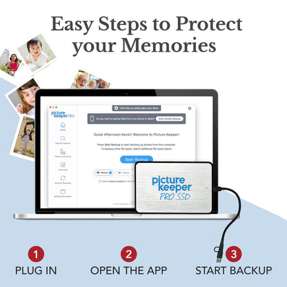 Picture Keeper PRO Portable Hard Drive 500GB - USB Hard Drive for PC & Mac Laptops & Computers, 1/2 Terabyte Portable External SSD Memory Storage for Photos, Videos & More - 500GB, Silver