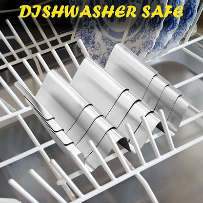 Stainless Steel Taco Holder Stand, Set of 6 - Stylish Rack Holds Up to 3 Tacos Each, Keeping Shells Upright - Oven, Grill and Dishwasher Safe