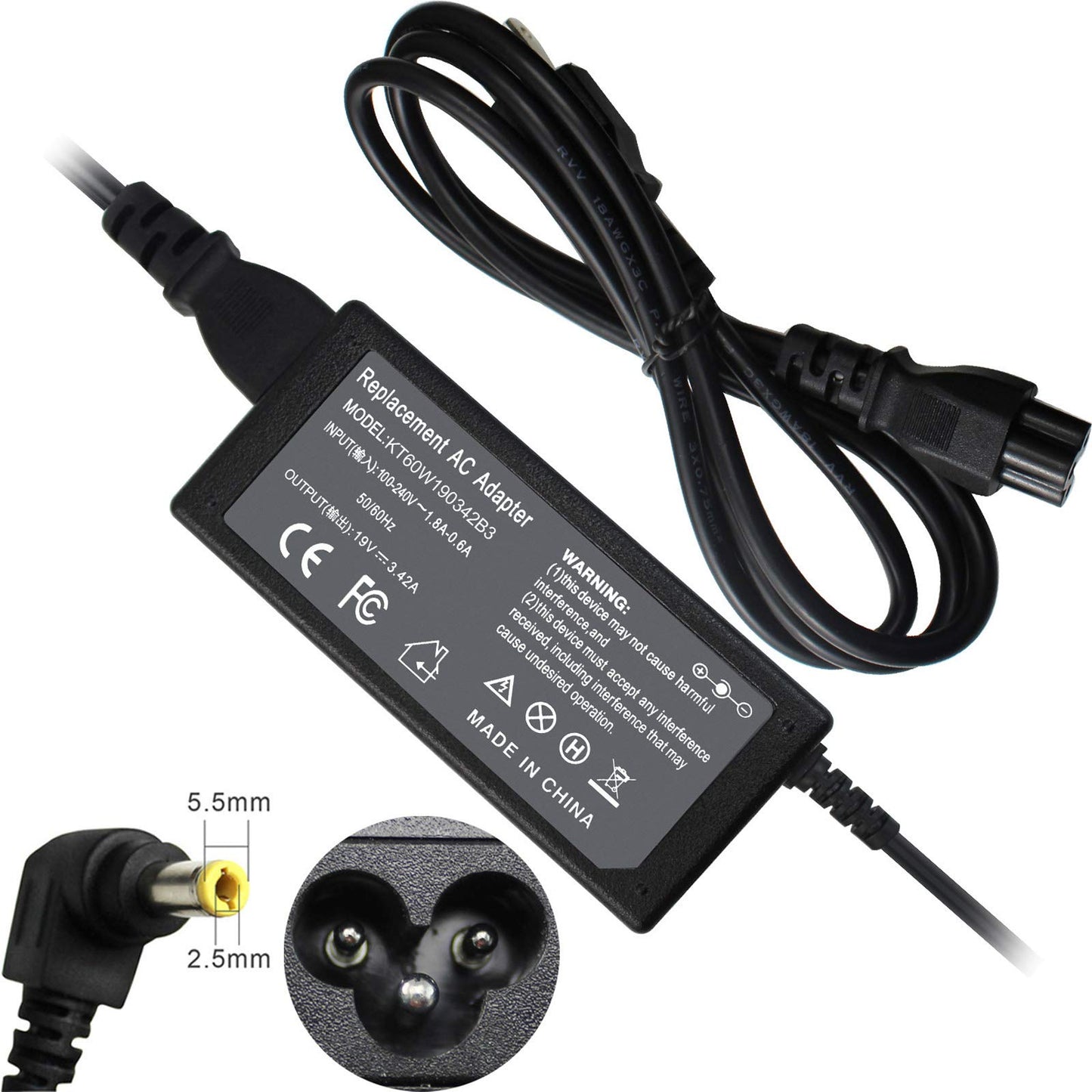 New 19V 3.42A 65WH Adapter Charger Power Supply Cord for Asus AD887320 EXA0703YH PA-1650-66 ADP-65DW ADP-65HB BB ADP-65JH BB SADP-65NB AB X401 X550L X550LA X550LB X550LNV X550ZA