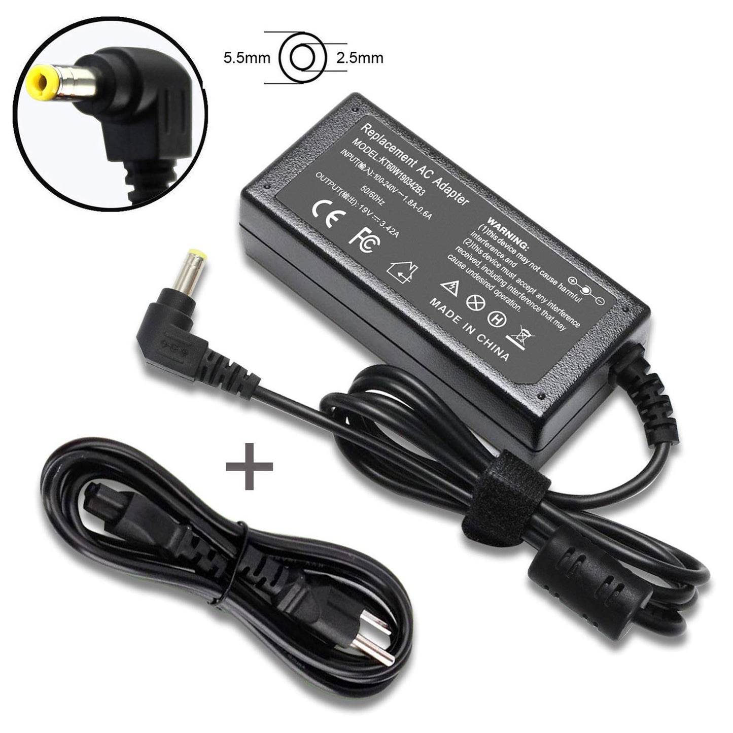 New 19V 3.42A 65WH Adapter Charger Power Supply Cord for Asus AD887320 EXA0703YH PA-1650-66 ADP-65DW ADP-65HB BB ADP-65JH BB SADP-65NB AB X401 X550L X550LA X550LB X550LNV X550ZA