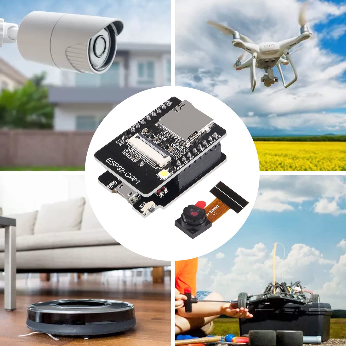 1 Stück ESP32-CAM-MB, ESP32-CAM WiFi Bluetooth Board ESP32-CAM-MB Micro-USB zu Serieller Port CH340G mit OV2640 2MP Kameramodul Dual-Modus kompatibel mit Arduino IDE Arduino Raspberry Pi 