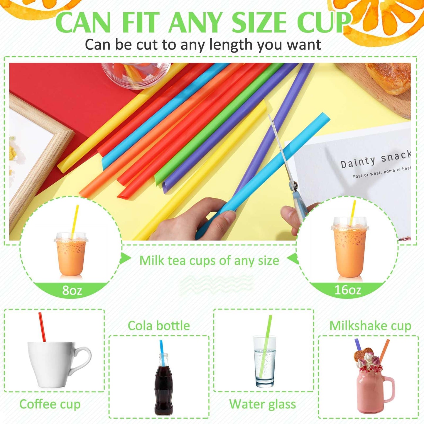 Tessco 600 Pcs 9.84 Inch Smoothie Straws Bulk Disposable Bubble Tea Straws Large Plastic Individually Wrapped for Tall Homemade Milkshakes(Classic Color)