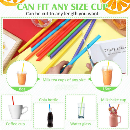 Tessco 600 Pcs 9.84 Inch Smoothie Straws Bulk Disposable Bubble Tea Straws Large Plastic Individually Wrapped for Tall Homemade Milkshakes(Classic Color)