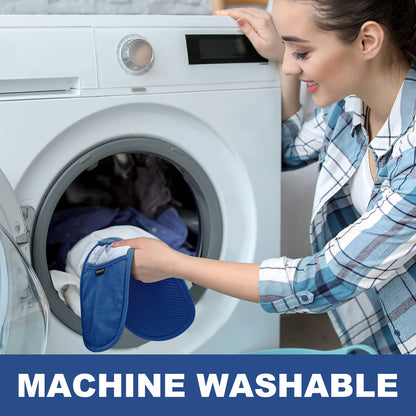 2er-Pack Silikon-Topflappen für die Küche, hitzebeständig bis 260 °C, rutschfeste, große Topflappen mit Tasche, gesteppte Untersetzer für heiße Töpfe und Pfannen auf der Arbeitsplatte (Grau) 