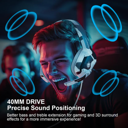 PHOINIKAS Gaming Headset for PS4, Xbox One, PC, Laptop, Mac, Nintendo Switch, 3.5MM PS4 Stereo Headset Over Ear Headphones with Noise-Cancelling Mic, Bass Surround - Camo