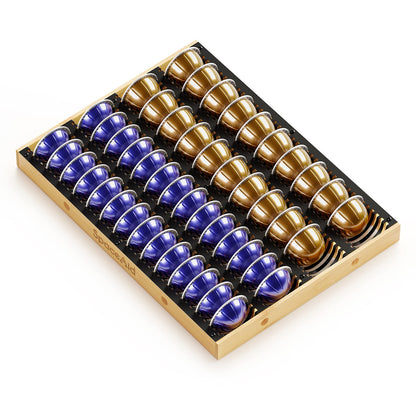 SpaceAid Coffee Pod Holder Drawer Organizer for Nespresso Vertuo Capsule, Bamboo Holder Tray Storage for Nespresso Vertuo, Compatible with 40 Big or 52 Small Vertuoline Pods (Drawer Insert)