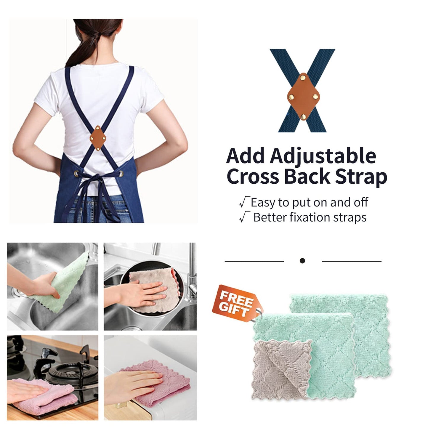 ZOMAO Kochschürze, Baumwoll-Canvas-Schürze mit gekreuztem Rückenteil und Taschen für Damen und Herren, verstellbare Träger und große Taschen, Küchenschürze zum Kochen und Backen 