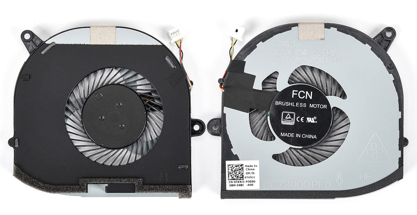 Replacement CPU w/GPU Cooling Fan for Dell XPS 15 9570 & XPS 15 7590, Precision 5530 5540 Series Laptop P/N: 008YY9 0TK9J1 TK9J1 08YY9