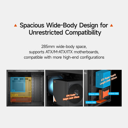 PCCOOLER PC Case ATX Mid Tower, Tempered Glass & Mesh Front, High Airflow, E-ATX/ATX/Micro-ATX/ITX Support, 360mm Radiator Support, Tool-Free Design - Black (C3T700 No Fans Included)