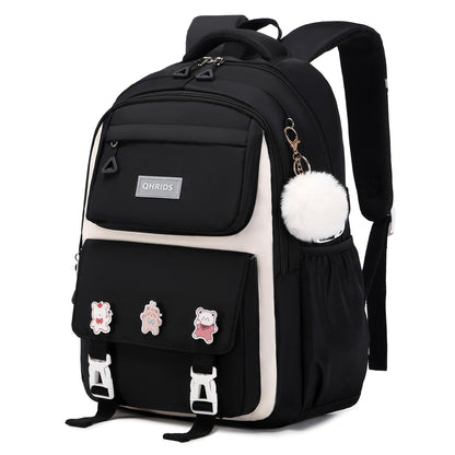 QHRIDS Girls Backpack Aesthetic Laptop Backpacks Kawaii Large Bookbag Anime Casual Travel Daypack,Black