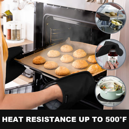 2er-Pack Silikon-Topflappen für die Küche, hitzebeständig bis 260 °C, rutschfeste, große Topflappen mit Tasche, gesteppte Untersetzer für heiße Töpfe und Pfannen auf der Arbeitsplatte (Grau) 