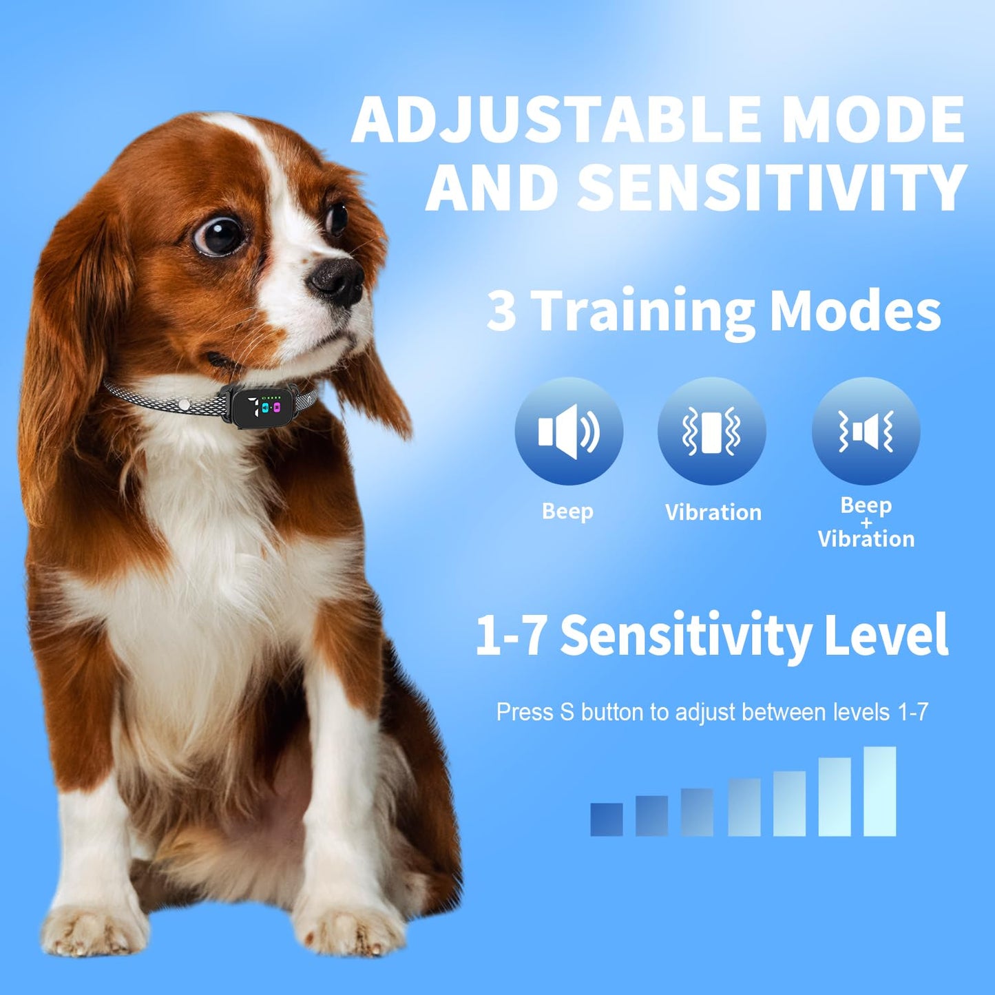 RICIVI Anti-Bark Collar for Small Dogs, No Shock Anti Barking Collars with 7 Sensitivities, 3 Adjustable Modes Beep & Vibration, IP67 Waterproof - Effective & Humane, Premium Black