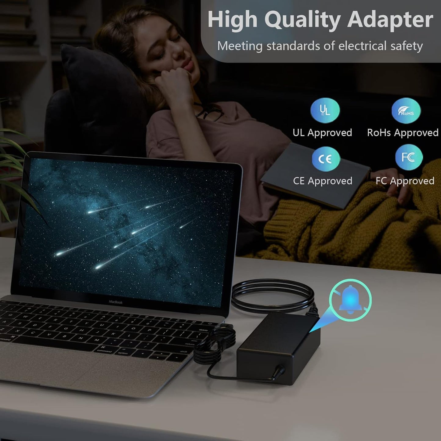 65-W-Netzteil passend für HP-Laptops, Smart Blue Tip Power Adapter 