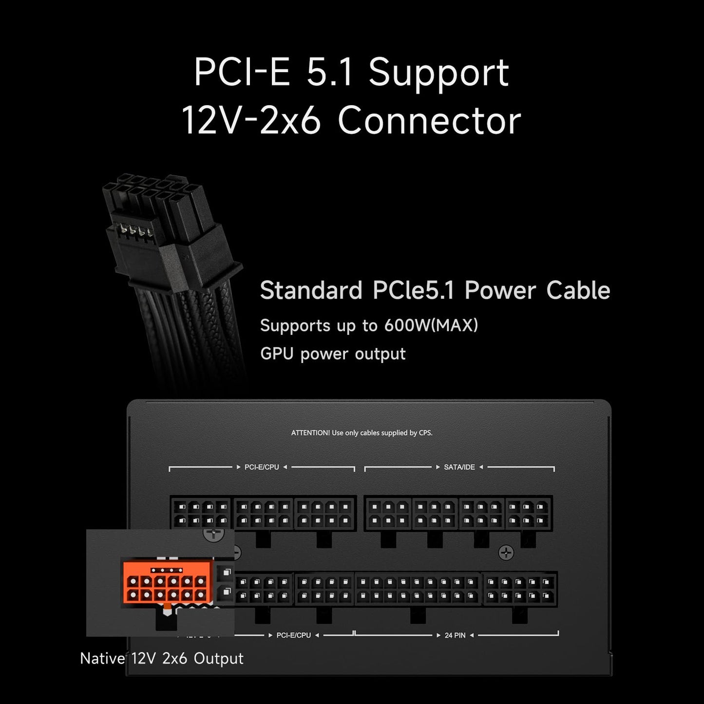 PCCOOLER Netzteil, vollmodular, 1000 W, ATX 3.1, 80 Plus Gold zertifiziert, PCIe 5.1 12 V-2×6, japanische Kondensatoren, ultraflexible Kabel, 5 Jahre Garantie (KN1000)