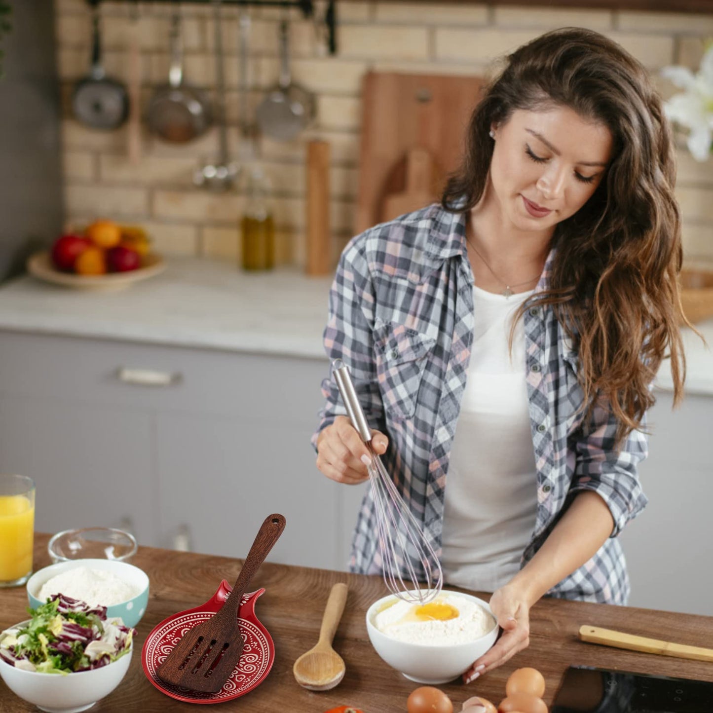 Löffelablage aus Keramik, Kochlöffelhalter für Küchenarbeitsplatte/Herd/Esstisch, modernes Landhausdekor, groß (blau) 