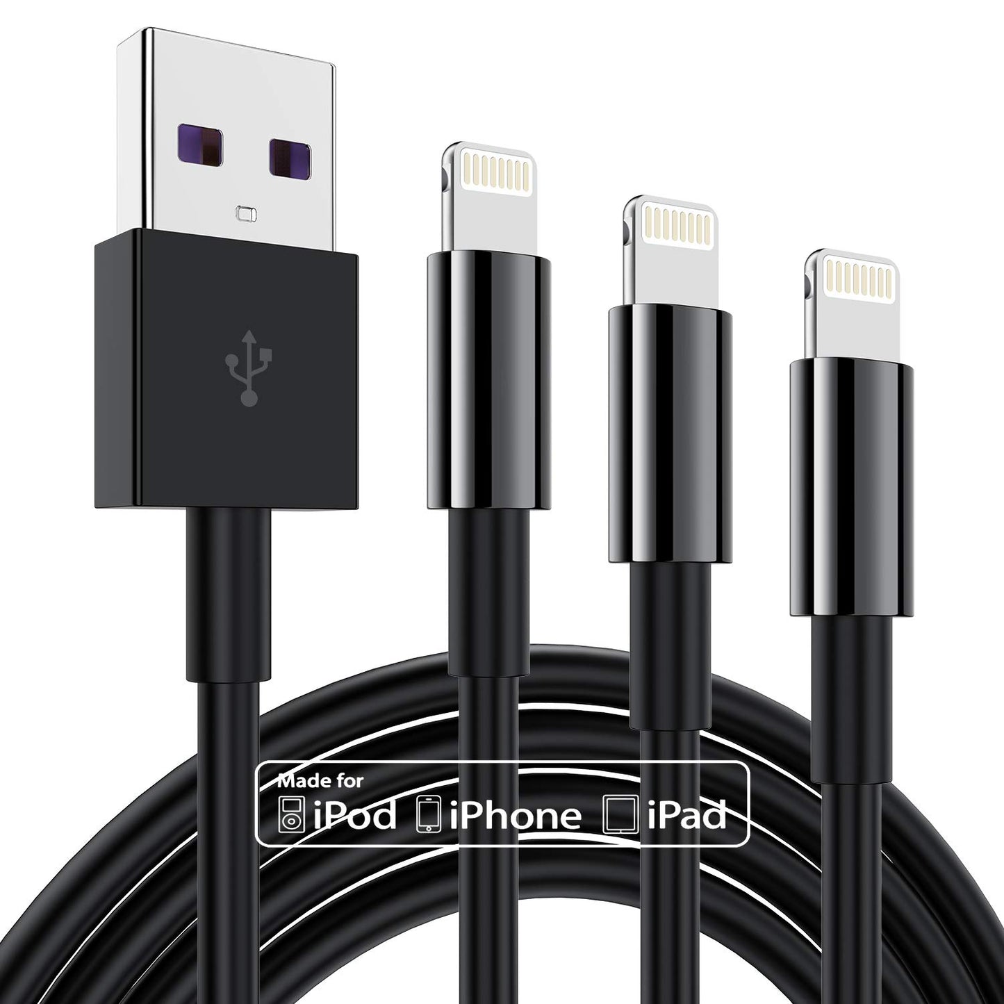 3 Pack Apple MFi Certified Charger Cable 6ft, Lightning to USB Cable Cord 6 Foot, 2.4A Fast Charging,Apple Phone Long Chargers for iPhone 13/12/11/11Pro/11Max/ X/XS/XR/XS Max/8/7/6