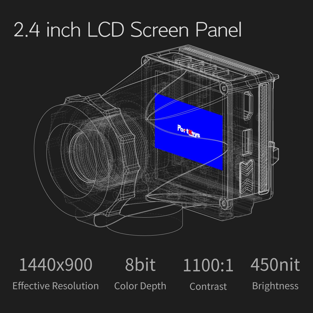 Portkeys LEYE SDI Electronic Viewfinder 2.4 Inch LCD Monitor with Battery Plate [Adjustable Diopter +8D~-3D]