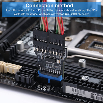 MZHOU USB 3.0 9-PIN auf USB 2.0 9-PIN Frontpanel-Buchsen-Adapterkarte, USB 3.0 Motherboard 19-PIN auf Dual 9-PIN Schnittstellen-Erweiterungskarte