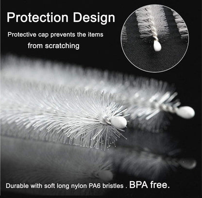 Straw Cleaner Brush for Stanley Extra Long 12 inch, Extra Wide 12mm diam for 40/30/20 oz Stanley Mug, Nylon Bristles and Stainless Steel Handle Straw Brush for 40 oz Stanley(10 PCS)